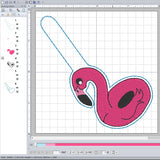 ITH Digital Embroidery Pattern for Flamingo Floaty AV's Vinyl Collab. Snap Tab / Key Chain, 4X4 Hoop