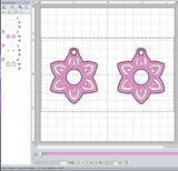 ITH Digital Embroidery Pattern for Floral Earrings / Zipper pulls, 4X4 Hoop
