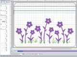 ITH Digital Embroidery Pattern for Flower Row for Rhinestones 5X7 Lined Zipper Bag, 5X7 Hoop