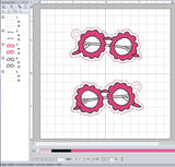 ITH Digital Embroidery Pattern for Flower Glasses Zipper Pulls/Earring AV's Vinyl Collab. 4X4 Hoop