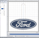 ITH Digital Embroidery Pattern for Ford Snap Tab , 4X4 Hoop