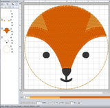 ITH Digital Embroidery Pattern for Fox Face Coaster, 4X4 Hoop