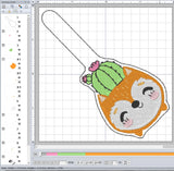 ITH Digital Embroidery Pattern for Fox Plant Snap Tab / Key Chain, 4X4 Hoop