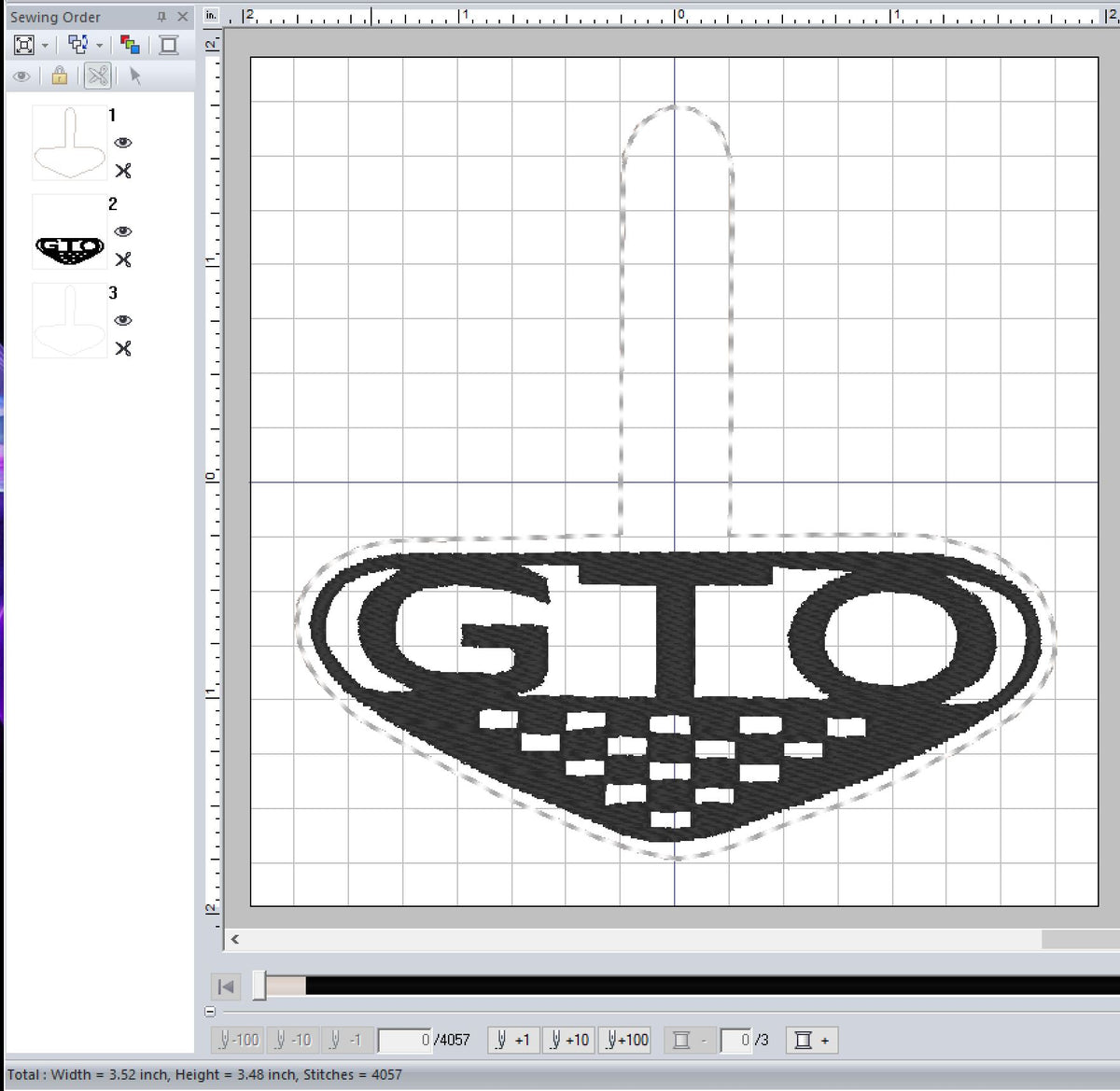 ITH Digital Embroidery Pattern for Pontiac GTO Snap Tab / Key Chain, 4 ...