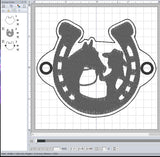 ITH Digital Embroidery Pattern for Girl with Horse in Shoe Hair Bun Holder, 4X4 Hoop