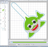 ITH Digital Embroidery Pattern for Grandpa Shark Snap Tab / Key Chain, 4X4 Hoop