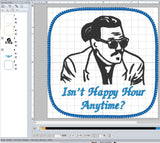 ITH Digital Embroidery Pattern For Happy Hour Anytime Coaster , 4X4 Hoop