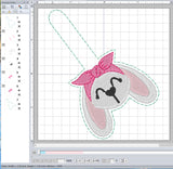 ITH Digital Embroidery Pattern for Headband Bunny Flop Ear Snap Tab / Key Chain, 4X4 Hoop