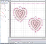 ITH Digital Embroidery Pattern for Heart Starburst Earrings, 4X4 Hoop