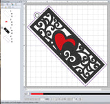 ITH Digital Embroidery Pattern for Heart In Filigree Bookmark, 4X4 Hoop