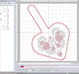 ITH Digital Embroidery Pattern for Hearts In My Heart Snap Tab / Key Chain, 4X4 Hoop