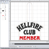 ITH Digital Embroidery Pattern for Hellfire Club Member Snap Tab / Key Chain, 4X4 Hoop