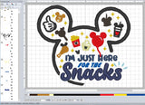ITH Digital Embroidery Pattern for Here For The Snacks Stand Alone Design, 5X7 Hoop