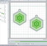 ITH Digital Embroidery Pattern for Hexagon Starburst Earrings, 4X4 Hoop