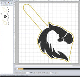 ITH Digital Embroidery Pattern for Horse With Girl Silhouette Snap Tab / Key Chain, 4X4 Hoop