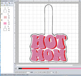ITH Digital Embroidery Pattern for Hot Mom Snap Tab / Key Chain, 4X4 Hoop