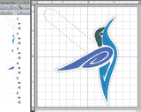 ITH Digital Embroidery Pattern for Hummingbird in Flight Snap Tab / Key Chain, 4X4 Hoop