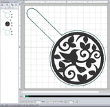 ITH Digital Embroidery Pattern for Hummingbird Round Snap Tab / Key Chain, 4X4 Hoop