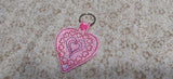 ITH Digital Embroidery Pattern for Hearts in Heart Snap Tab / Key Chain, 4X4 Hoop