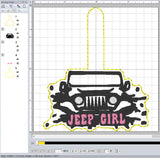 ITH Digital Embroidery Pattern for JEEP Girl Snap Tab / Key Chain, 4X4 Hoop