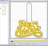 ITH Digital Embroidery Pattern for Keep On Truckin' Snap Tab / Key Chain, 4X4 Hoop