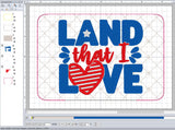 ITH Digital Embroidery Pattern for Land that I Love 4.25 X 6.25 Mug Rug, 5X7 Hoop