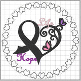 ITH Digital Embroidery Pattern for Life Hope Ribbon Coaster Design, 4X4 Hoop