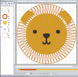 ITH Digital Embroidery Pattern for Lion Face Coaster, 4X4 Hoop