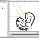 ITH Digital Embroidery Pattern for Lion Love Snap Tab / Key Chain, 4X4 Hoop