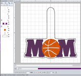 ITH Digital Embroidery Pattern for MOM Basketball Snap Tab / Key Chain, 4X4 Hoop