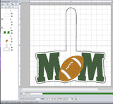 ITH Digital Embroidery Pattern for Mom Football Snap Tab / Key Chain, 4X4 Hoop