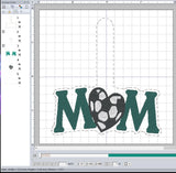 ITH Digital Embroidery Pattern for MOM Soccer Ball Heart Snap Tab / Key Chain, 4X4 Hoop