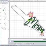 ITH Digital Embroidery Pattern for Mom Flower Vine Snap Tab ? Key Chain, 4X4 Hoop