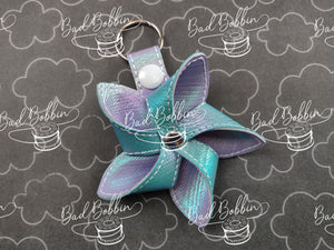 ITH Digital Embroidery Pattern for 3D Pinwheel 5 Point III Snap Tab / Key Chain, 4X4 Hoop