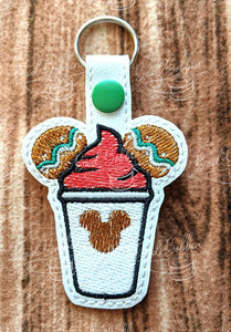 ITH Digital Embroidery Pattern for Mic Ginger Drink Snap Tab / Key Chain, 4X4 Hoop
