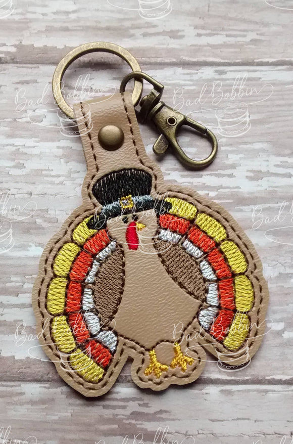 ITH Digital Embroidery Pattern for Candy Corn Turkey Snap Tab / Key Chain, 4X4 Hoop