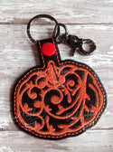 ITH Digital Embroidery Pattern for Filigree Pumpkin Snap Tab / Key Chain, 4X4 Hoop