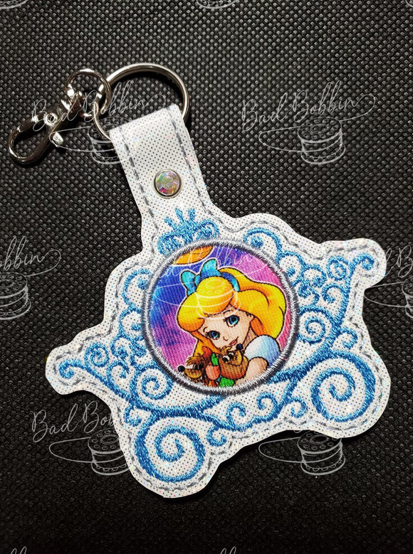 ITH Digital Embroidery Pattern for Applique Carriage Snap Tab / Key Chain, 4X4 Hoop