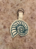 ITH Digital Embroidery Pattern for Shell I Snap Tab . Key Chain, 4X4 Hoop
