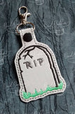 ITH Digital Embroidery Pattern for Head Stone Snap Tab / Key Chain, 4X4 Hoop