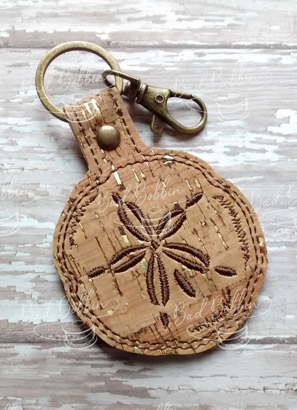 ITH Digital Embroidery Pattern for Sand Dollar Snap Tab / Key Chain, 4X4 Hoop