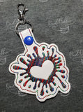 ITH Digital Embroidery Pattern for Heart Splat I Snap Tab / Keychain, 4X4 Hoop