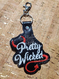 ITH Digital Embroidery Pattern for Pretty Wicked Snap Tab / Key Chain, 4X4 Hoop