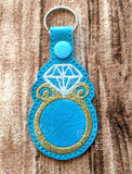 ITH Digital Embroidery Pattern for Diamond Ring Snap Tab / Key Chain, 4X4 Hoop