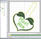 ITH Digital Embroidery Pattern for Plant Mom II Snap Tab /Key Chain, 4X4 Hoop