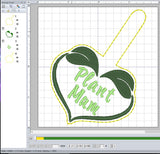 ITH Digital Embroidery Pattern for Plant Mum II Snap Tab / Key Chain, 4X4 Hoop