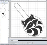 ITH Digital Embroidery Pattern for Racoon Snap Tab / Key Chain, 4X4 Hoop