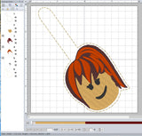ITH Digital Embroidery Pattern for Roblox Girl 1 Head Snap Tab / Key Chain. 4X4 Hoop