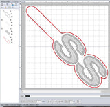 ITH Digital Embroidery Pattern for SS car logo Snap Tab / Key Chain, 4X4 Hoop