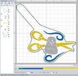 ITH Digital Embroidery Pattern for Scissors & Thimble Snap Tab / Key Chain, 4X4 Hoop